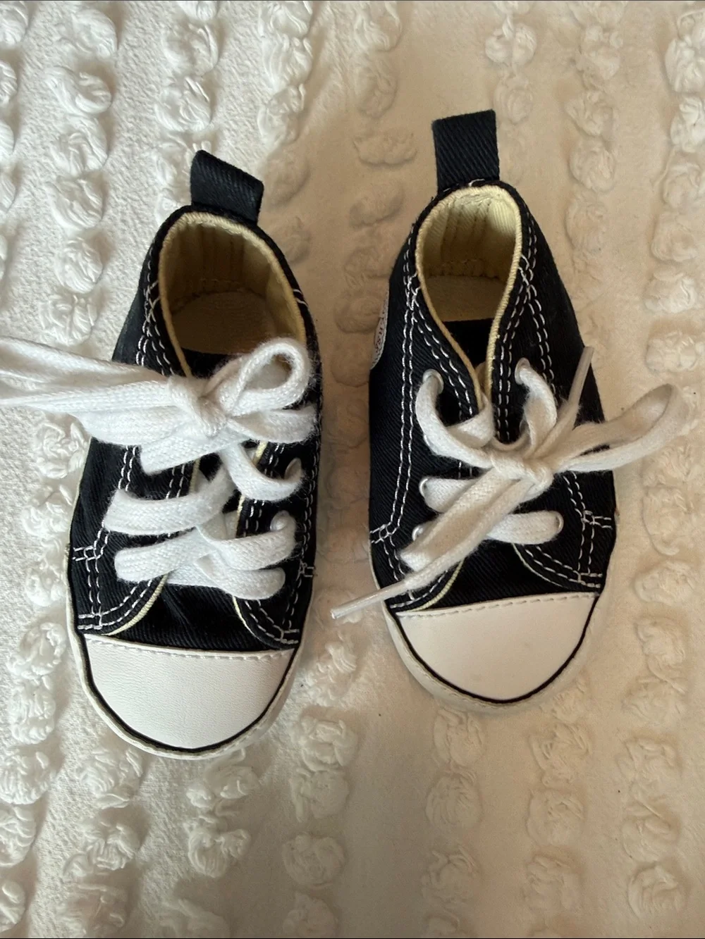 Converse Black and White Canvas High-Top Baby Booties size 3